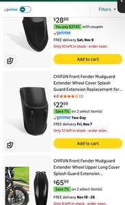 CHIFUN Front Fender Mudguard Extender Wheel Cover Splash Guard Extension